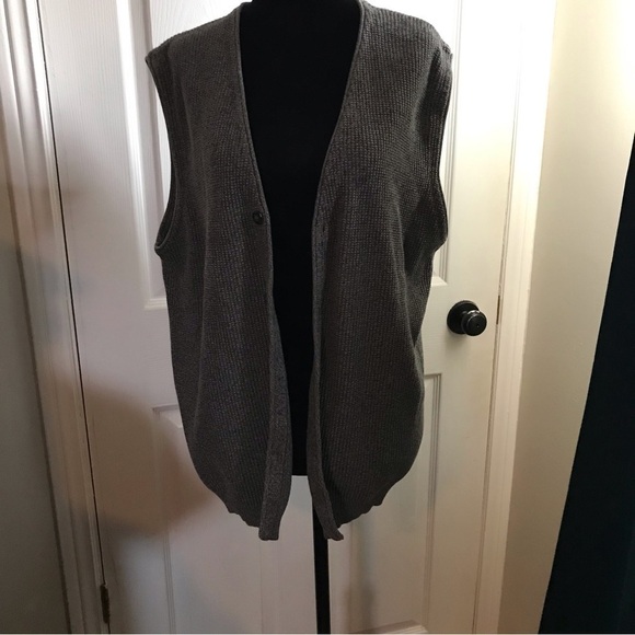 Eddie Bauer men’s knitted button down vest. Grey.  Size Large, tall. - Picture 2 of 7